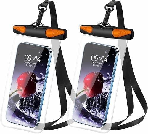 Waterproof Phone Pouch with Lanyard, IPX8 Waterproof Phone Case for iPhone, Samsung, 30M Depth Waterproof Dry Bag, Beach & Kayak Essentials (2Pcs Black/Orange) on Amazon.ae - Price Tracker