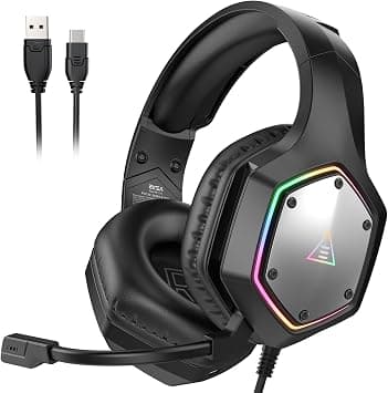 EKSA E1000 V2 Gaming Headset, PC Headset with USB C Plug, Wired Headphones with Noise Canceling Microphone, 7.1 Surround Sound, RGB Light, include USB Adapter for Computer,Mac, PS4/PS5 Console, Laptop on Amazon - Best Deal Finder