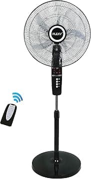 FLEXY® 18 Inch 60W Pedestal Stand Fan With Remote Control And 9H Timer 3D Oscillation Directions | Pedestal Floor Cooling Fan For Home And Outdoor Use | 5 Leaf 3 Speed Levels & Adjustable Height on Amazon.ae - Price Tracker