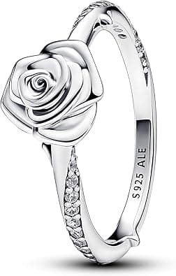 Pandora Moments Rose sterling silver ring with clear cubic zirconia on Amazon.ae - Price Tracker