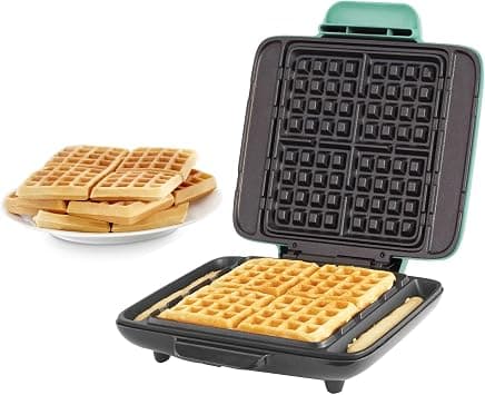 Dash Deluxe No-Drip Waffle Iron Maker Machine 1200W + Hash Browns, or Any Breakfast, Lunch, & Snacks with Easy Clean, Non-Stick + Mess Free Sides, Aqua on Amazon.ae - Price Tracker