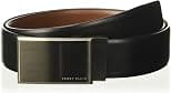 Perry Ellis Men's Portfolio Patterned Plaque 100% Leather Reversible Belt (Sizes 30-44 Inches), Brown - Best Deal Finder