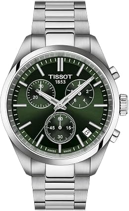 Tissot T1504171109100 Men's Wristwatch, PR100, Green Dial, green, Modern - Best Deal Finder