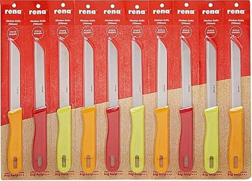 rena germany Stainless Steel Kitchen Knife Set, Serrated Knife Set, Multipurpose Utility Knives for Household, Professional Quality for Cooking and Baking (90 mm, 10) on Amazon.ae - Price Tracker
