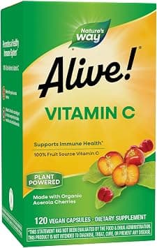 Nature's Way Alive! Fruit Source Vitamin C, Made with Organic Acerola, 120 Count - Best Deal Finder