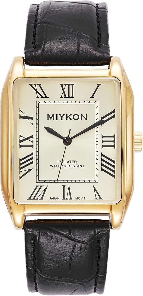 Miykon Vintage Watches for Men | Tank Square Mens Dress Watch with Genuine Leather Strap and Second Hand | Ion Polished, Luminous Hands, Scratch Resistant Glass, Japanese Quartz, 100ft Water Resistant on Amazon.ae - Price Tracker