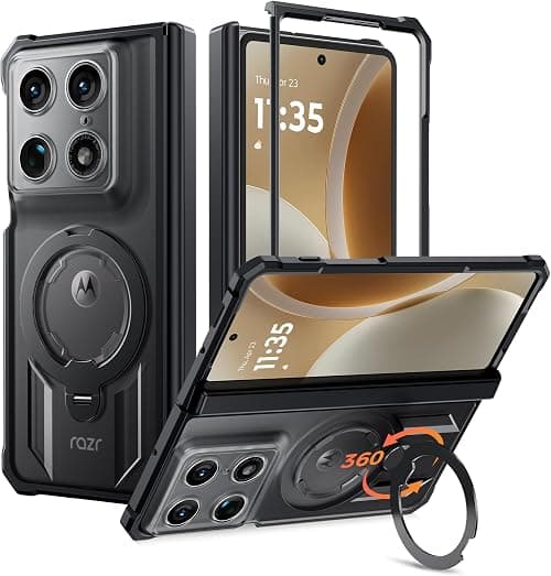 FNTCASE for Motorola Razr Fold Case: [360 Spin Magnetic Ring Kickstand][Hinge Protection][Compatible with MagSafe] Heavy Duty Mil-Grade Protection Moto Razr Fold 2026 Case with Stand على Amazon.ae - متتبع الأسعار
