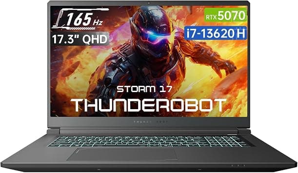 Thunderobot Storm 17 Gaming Laptop, 17.3-inch QHD 165Hz Large-Screen, NVIDIA RTX 5070, i7-13620H, 32GB DDR5 RAM, 1TB SSD, RGB Keyboard, Windows 11 Pro on Amazon.ae - Price Tracker