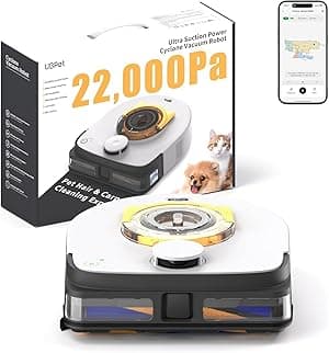 UBPET 22000 Pa Suction Robot Vacuum Cleaner for Pet Hair on Carpets and Floors, Cyclone Vacuum Cleaner Robot, Automatic Robot Vacuum Cleaner with LiDAR Navigation, WiFi/App Control, Self-Charging, V10 - Amazon.ae Price Tracker