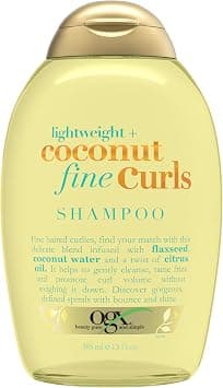 OGX Lightweight + Coconut Fine Curls Shampoo, Lightweight, Shampoo for Curly Hair, Coconut Water Shampoo, Flaxseed Oil, Citrus Oil, 13oz - Best Deal Finder