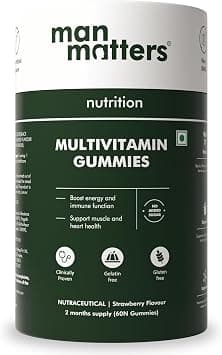 Man Matters Multivitamin Gummies With No Added Sugar | Daily Essential Multivitamin for Men | 15 Vitamins & Minerals, 8 Amino Acids, 7 Herbal Extract | Enhances Immunity & Overall Well Being | 60N على Amazon.ae - متتبع الأسعار