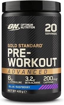 Optimum Nutrition ON Gold Standard Pre-workout Advanced with l-Citrulline, Beta-alanine and Caffeine, Blue Raspberry, 20 Servings, 420 g على Amazon.ae - متتبع الأسعار