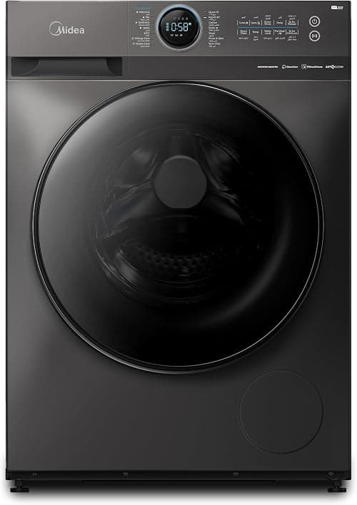 Midea 10KG Front Load Smart Washing Machine with Lunar Dial, 1400 RPM, 14 Programs, Fully Automatic Washer, Digital LED Display, BLDC Inverter, Steam Care, Wi-Fi Connectivity, Titanium MF200W100WBTGCC on Amazon.ae - Price Tracker