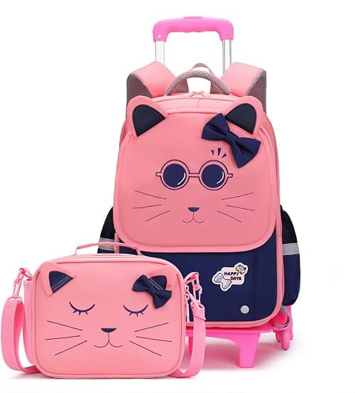 Cat Face Rolling Backpack for Girls Cute School Bag Backpack with Wheels on Amazon.ae - Price Tracker