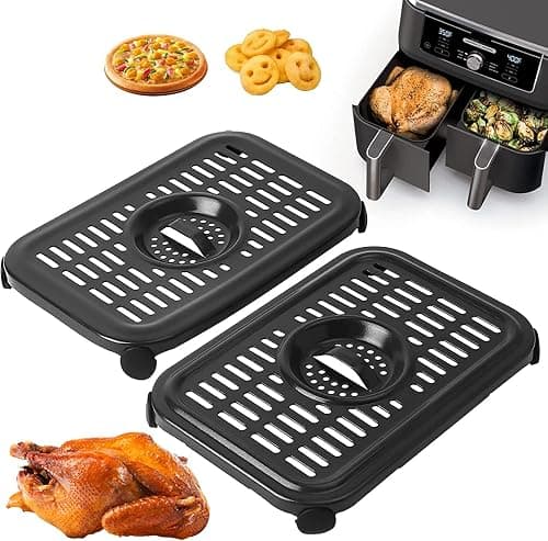 Air Fryer Grill Pan for Ninja Air Fryers, 2 Packs Replacement Air Fryer Crisper Plate Grill Plate Tray Accessories with Rubber Bumpers for Ninja Foodi DZ201 DZ100 and other Air Fryer, Dishwasher Safe on Amazon.ae - Price Tracker