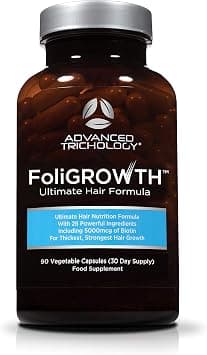 Advanced Trichology FoliGROWTH Ultimate Hair Growth Nutraceutical - Gluten Free, Vegan Formula, 3rd Party Tested - with High Potency Biotin, Stop Hair Loss - Get Thickest Strongest Hair Growth على Amazon.ae - متتبع الأسعار