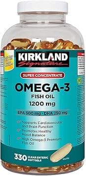 Kirkland Signature Super Concentrate Omega-3 Fish Oil 1200mg, EPA 500/DHA 250mg, 330 Clear enteric softgels - Amazon.ae Price Tracker
