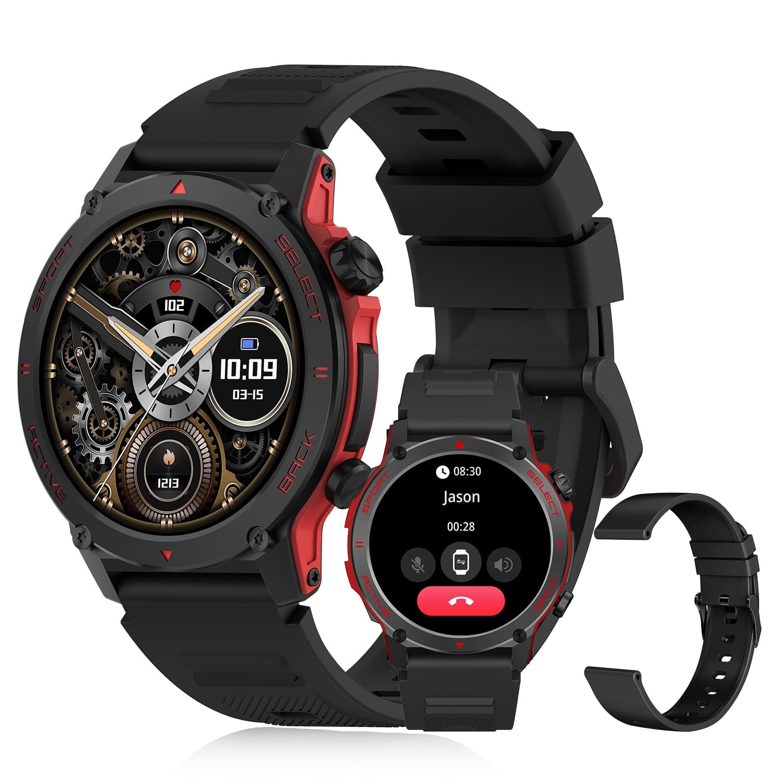 PEJE ZW13-AMD Smartwatch - 1.43" AMOLED,Smart Watches for Men,Muslim Prayer Alerts,SpO2/Heart Rate/Sleep Monitor,120+ Sports Modes,IP68 Waterproof,Bluetooth Calls + Extra Strap, iOS/Android.(Black) on Amazon.ae - Price Tracker