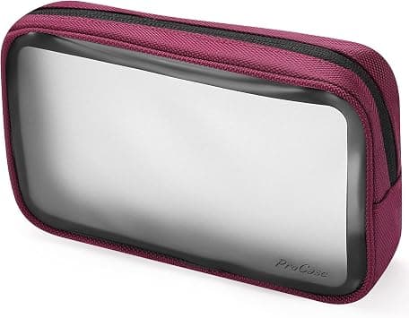 ProCase TSA Approved Travel Toiletry Bag Pouch, Matte Clear Travel Organizer Airport Carry-On Checkpoint Airline Compliant Storage Bag for Toiletries Liquids Creams and Cosmetics (Red) on Amazon - Best Deal Finder