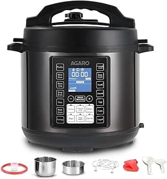 AGARO Imperial Electric Pressure Cooker, 6 litre, 14 Pre-Set multi Cooking Functions, Adjustable Pressure, Timer, Stainless Steel Pot, Pressure Cook, Slow Cook, Saute & More, Black, Outer Lid on Amazon.ae - Price Tracker