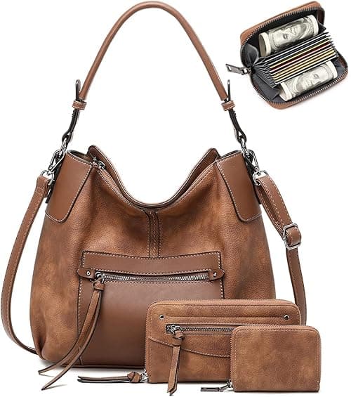 Hobo Bags for Women Handbags Purse Large Ladies Crossbody Purses Shoulder Bag Boho Designer 3pcs Set Faux Leather on Amazon.ae - Price Tracker