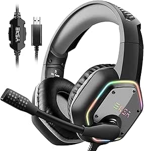 EKSA USB Gaming Headset for PC - Computer Headphones with 7.1 Surround Sound Stereo Noise Canceling Mic/Microphone RGB Light - Gaming Headphones for PS4/PS5 Console Laptop, Wired on Amazon.ae - Price Tracker