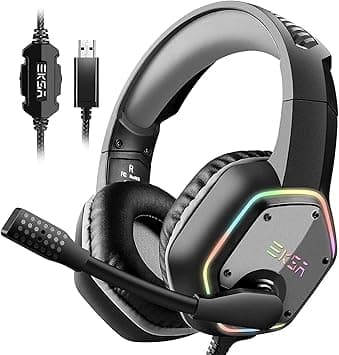 EKSA USB Gaming Headset for PC - Computer Headphones with 7.1 Surround Sound Stereo Noise Canceling Mic/Microphone RGB Light - Gaming Headphones for PS4/PS5 Console Laptop, Wired - Amazon.ae Price Tracker