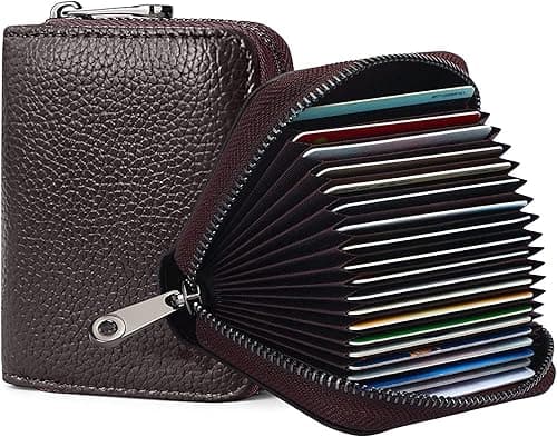 Credit Card Holder Wallet, Brown Card Cases, RFID 20 Card Slots Credit Card Holder Genuine Leather Small Card Case, Accordion Wallet with Zipper for Women or Men, Wallets Card Cases Money Organizers on Amazon.ae - Price Tracker