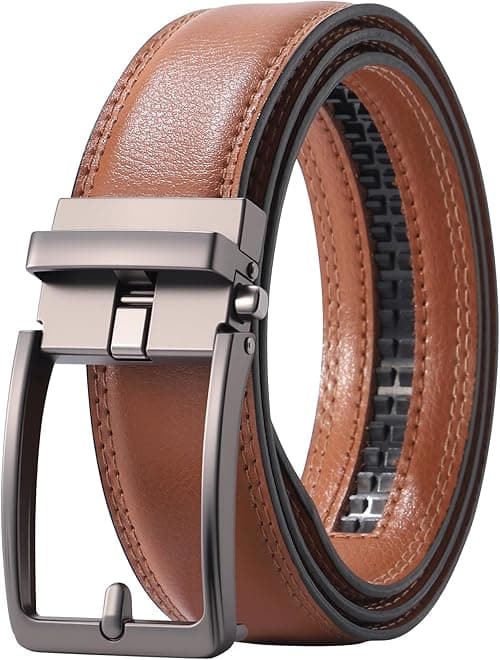 AWAYTR Men Ratchet Genuine Leather Belt - Adjustable Casual Dress Belt for Jeans with Slide Buckle on Amazon.ae - Price Tracker