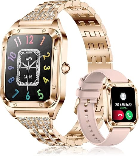 Smart Watch for Women, 1.59" HD Diamond Luxury Watch with Bluetooth Fitness Tracker/AI Voice Control/120+ Sport Modes/IP68 Waterproof /Heart Rate Sleep Monitor/ for Android iOS, Rose Gold/2 Bands on Amazon.ae - Price Tracker