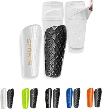 Soccer Shin Guards for Kids Youth Adults - Shin Pads and Sleeves with Optimized Insert Pocket for Boys Girls Men Women for Football Games - Protective Soccer Equipment (Medium, White) على Amazon.ae - متتبع الأسعار