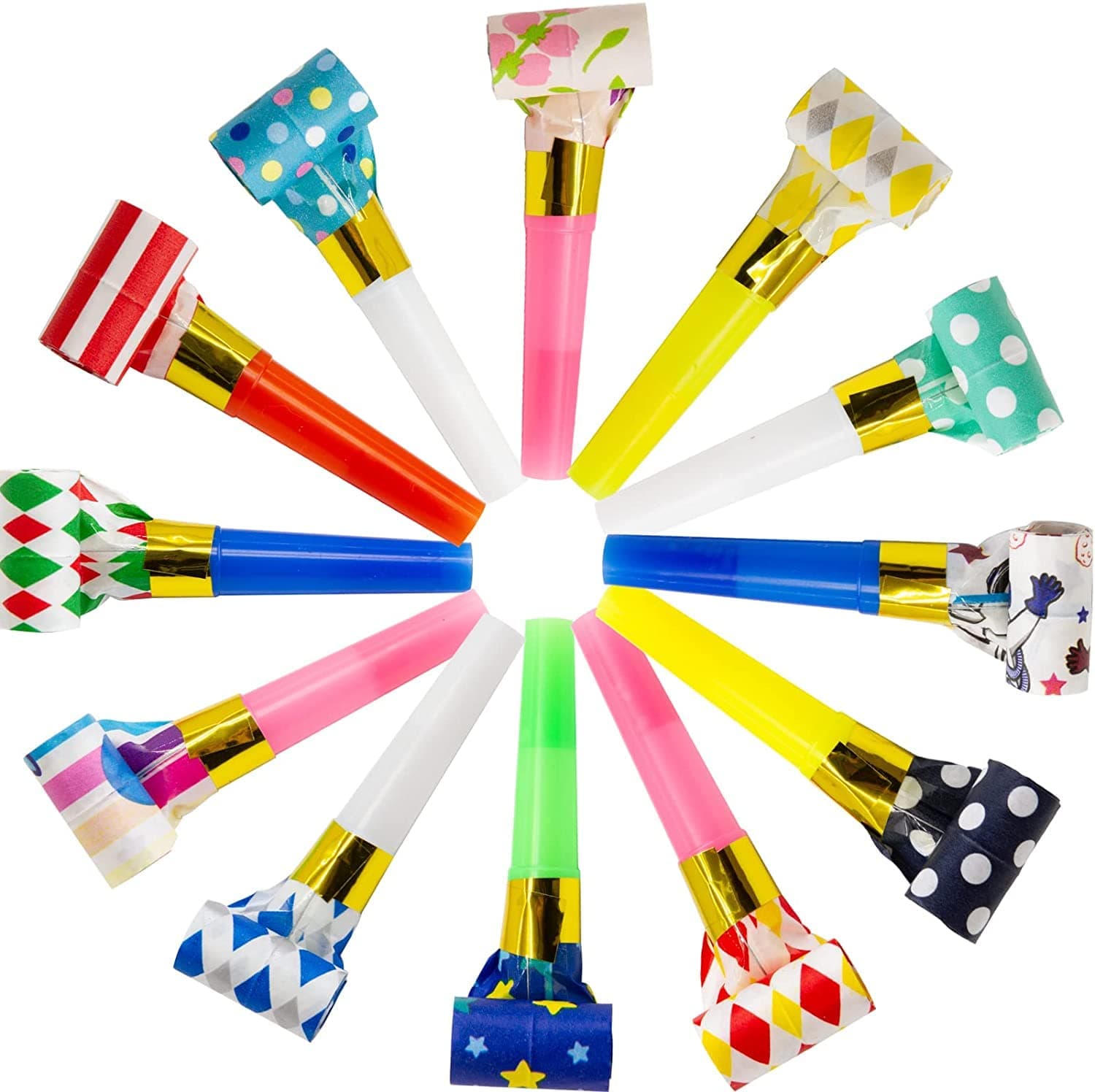 POBLLEM 30 Pcs Colorful Birthday Noisemakers - Blow Horns, Whistles, Blowouts - New Years Party Favors and Noise Makers on Amazon.ae - Price Tracker