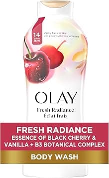Olay Body Wash for Women, Fresh Radiance, Refreshing & Renewing, Made with Plant Based Cleansers, B3 Botanical Complex, For All Skin Types, Black Cherry & Vanilla Scent, 22 fl oz - Best Deal Finder