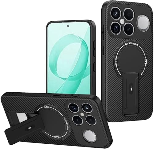 YUECXIN Silicone Case for Xiaomi Poco F8 Ultra 5G, Soft Matte Shockproof Case 360° Magnetic Ring Carbon Fiber Cover with Hidden Rotating Stand, Black on Amazon.ae - Price Tracker