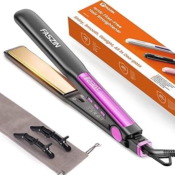 Faszin Hair Straightener, Fast Heating Titanium Flat Iron with Negative Ion for Smooth Hair, 2-In-1 3D Floating Wide Plate Hair Iron for All Hair Types, Dual Voltage & 11 Levels Adjustable Temp(Grey) - Amazon.ae Price Tracker