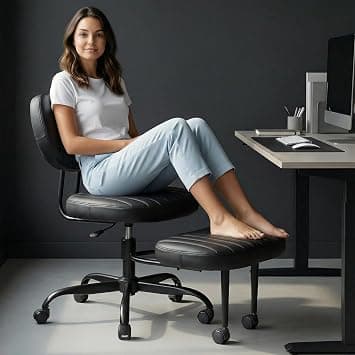 DROGO Meditura Ergonomic Cross Legged Desk Chair with 360° Wheels | ADHD Chair for Adults | Meditation Chair & Yoga Office Chair | Comfortable Back Support, 4.7" Adjustable Height & Recline (Black) on Amazon.ae - Price Tracker