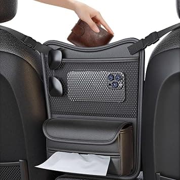 Nappa Leather Car Organizer Between Seats, Hanging Headrest Storage Bag for Purse & Pocket, Automotive Console Caddy for Snacks & Tissues, Versatile Interior Accessories for Travel & Driving on Amazon.ae - Price Tracker