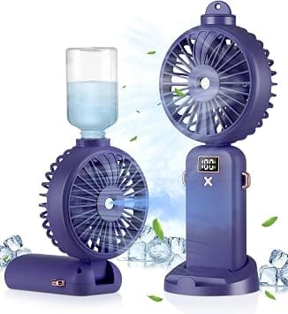 3-in-1 Handheld Fan with Water Mist Spray, Mini USB Portable Fan with Rechargeable 4000mAh Battery, Powerful Hand Held Fan with 5 Speeds, Compact and Travel Friendly, Blue USB Desk Fan for Holidays on Amazon.ae - Price Tracker