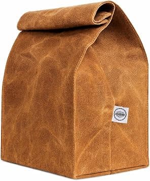 ASEBBO Waxed Canvas Lunch Bag - Reusable Lunchbox for Office Work School Picnic Snacks - Brown Paper Bag Styled Large Lunch Box for Women, Men, Kids - Made of 16 Oz Double Stitched Waxed Canvas on Amazon.ae - Price Tracker