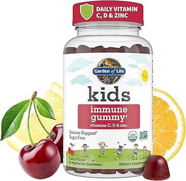 Garden of Life Kids Immune Support Gummies with Vitamin C, D as D3 & Zinc for 3-in-1 Daily Children’s Immunity – Organic, Non-GMO, Gluten-Free, Vegetarian, Sugar Free, Cherry Flavor, 30 Day Supply - Amazon.ae Price Tracker