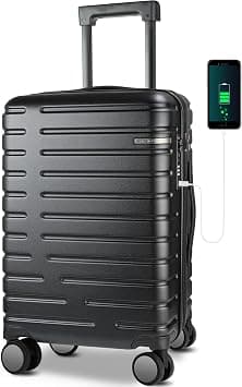 EMPSIGN 20" Hard Shell Cabin Suitcase Carry On Luggage, Black on Amazon - Best Deal Finder