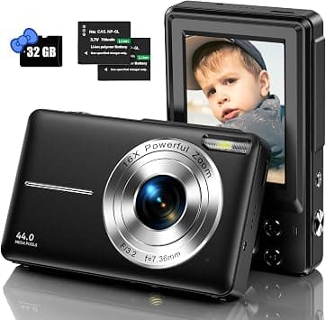 Digital Camera with 32GB Card - FHD 1080P, 44MP Vlogging Camera with LCD Screen, 16X Zoom, Compact, Portable, Rechargeable - Black on Amazon.ae - Price Tracker