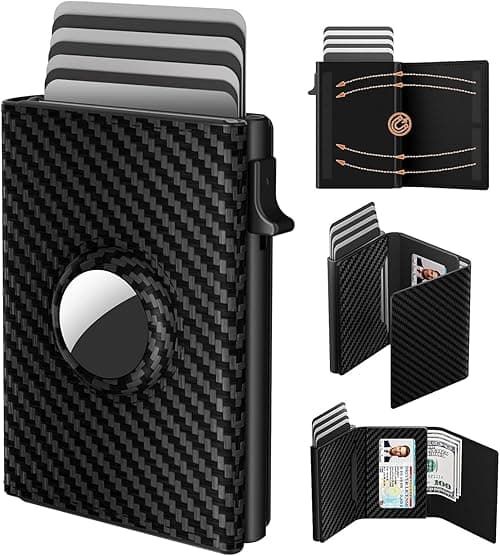 Mens Wallet Card Holder，Pop Up Card Case, Card Wallet Holder, Minimalist, Black Carbon Fiber，ID Window | Cash Slot on Amazon.ae - Price Tracker