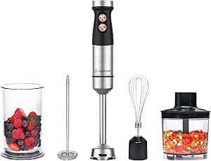 Nutricook 1200W DC motor Hand Blender With 700ml beaker,500ml Chopping Bowl, Stainless Steel Blades, Wisk with 20 variable speed 4in1 Blend,chop,whisk,froth, HB100ME, 2 yrs warranty - Amazon.ae Price Tracker