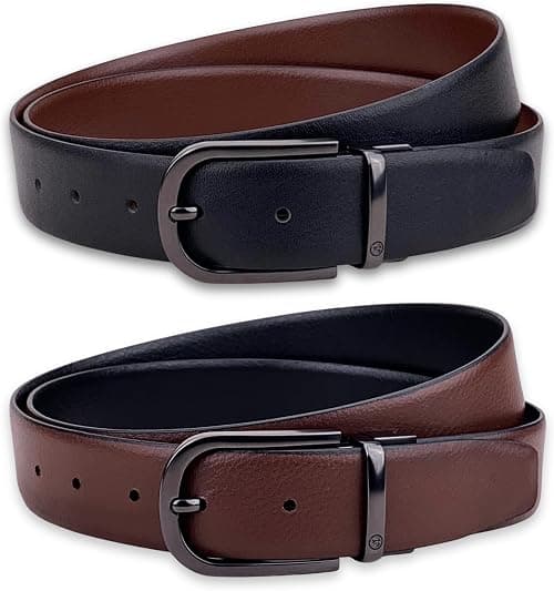 Classic Milano Genuine Spanish Leather Belt for Men with Gift Box, 2-in-1 Reversible Formal Belt, Men's Belt for Office Wear, Stylish Belt Men على Amazon.ae - متتبع الأسعار