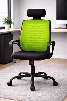 Splendor Desk Chair Office Chair for Home Height Adjustable Mid Back Mesh Computer Chair with Lumbar Support Mesh Swivel Computer Office Ergonomic Executive Chair (With Headrest, Green) on Amazon.ae - Price Tracker