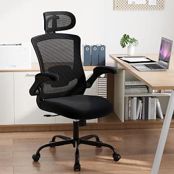 COLAMY Office Chair, Mesh Computer Chair with Adjustable Headrest and Lumbar Support, Ergonomic Work Chair with Folding Armrest, 140 Degree Tilt Function, All Black on Amazon.ae - Price Tracker
