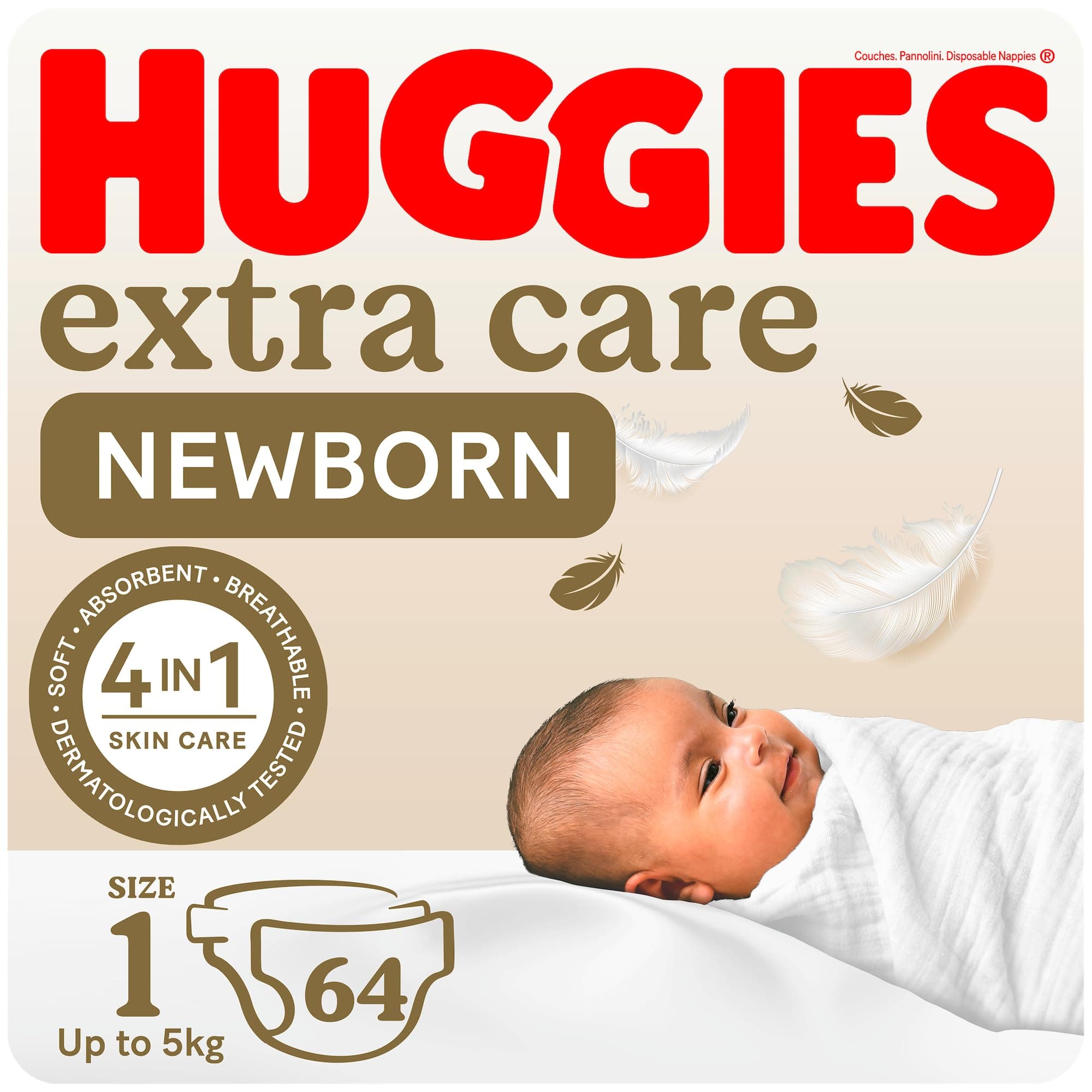 Huggies Extra Care Newborn, Size 1, Up to 5 kg, Jumbo Pack, 64 Diapers on Amazon.ae - Price Tracker