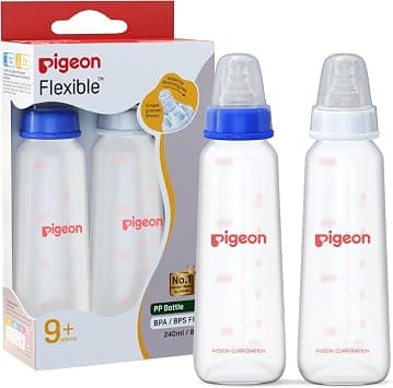 Pigeon Peristaltic Baby Nursing/Feeding Bottle KPP Nipple L,For 9+ Month Babies,BPA Free,BPS Free,Blue and White,240 ml,Pack of 2 on Amazon.ae - Price Tracker