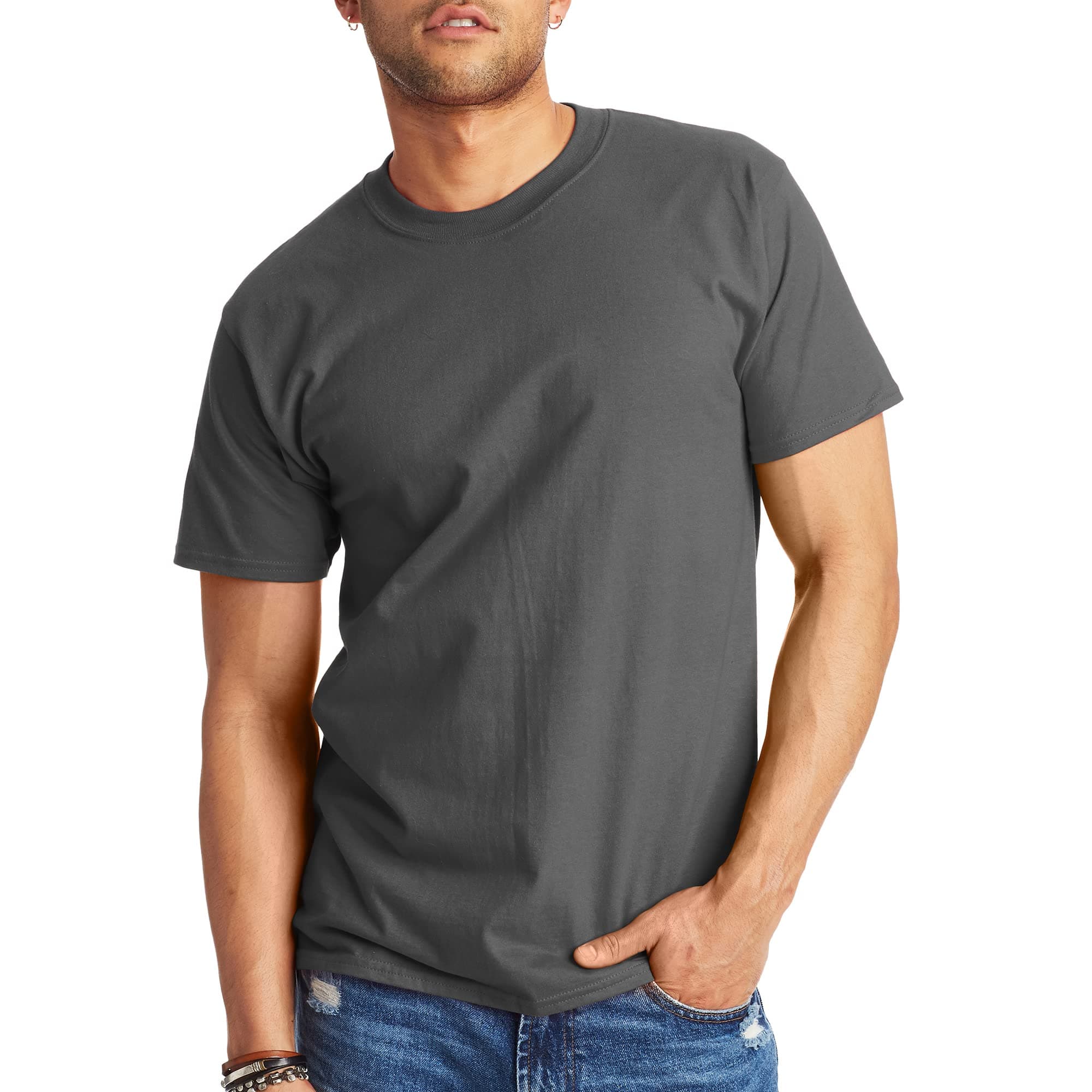 Hanes mens Beefyt T-shirt, Classic Heavyweight Cotton Crewneck Tee, Roomy Fit, 1 Or 2 Pack, Available in Tall on Amazon.ae - Price Tracker